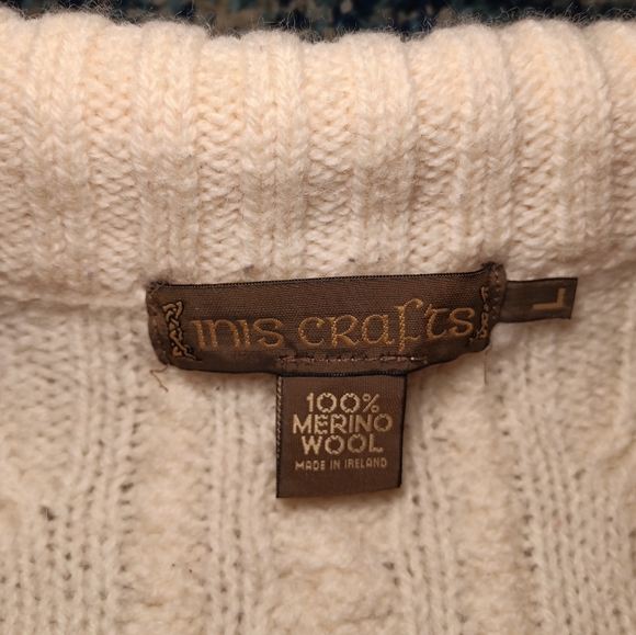Inis Crafts 100% Wool Beige Full Zip Up Heavyweight Women's Sweater - Picture 7 of 8